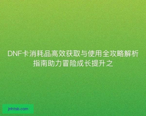 DNF卡消耗品高效获取与使用全攻略解析指南助力冒险成长提升之